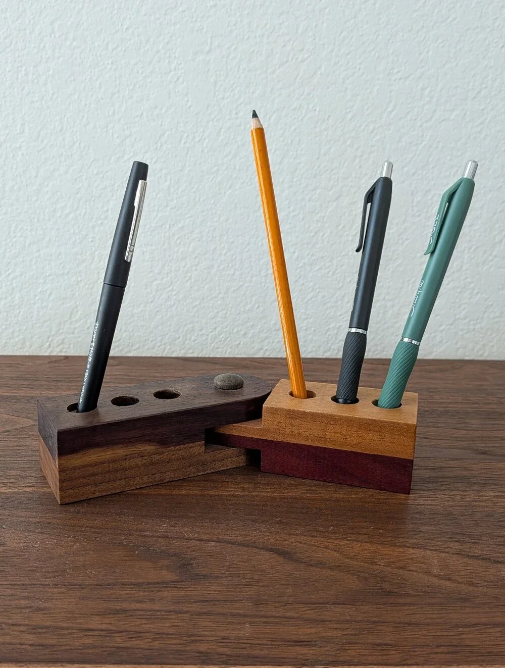 Vintage Handcrafted WoodenHinged Rotating Pen Pencil Holder Desktop Organizer 8